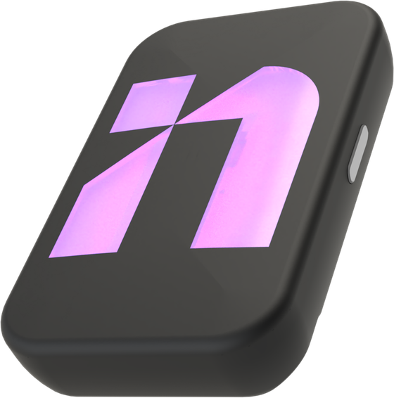 Omnisio Infinity GPS tracker: a dark, rounded rectangular unit with the manufacturer’s mark on its face.